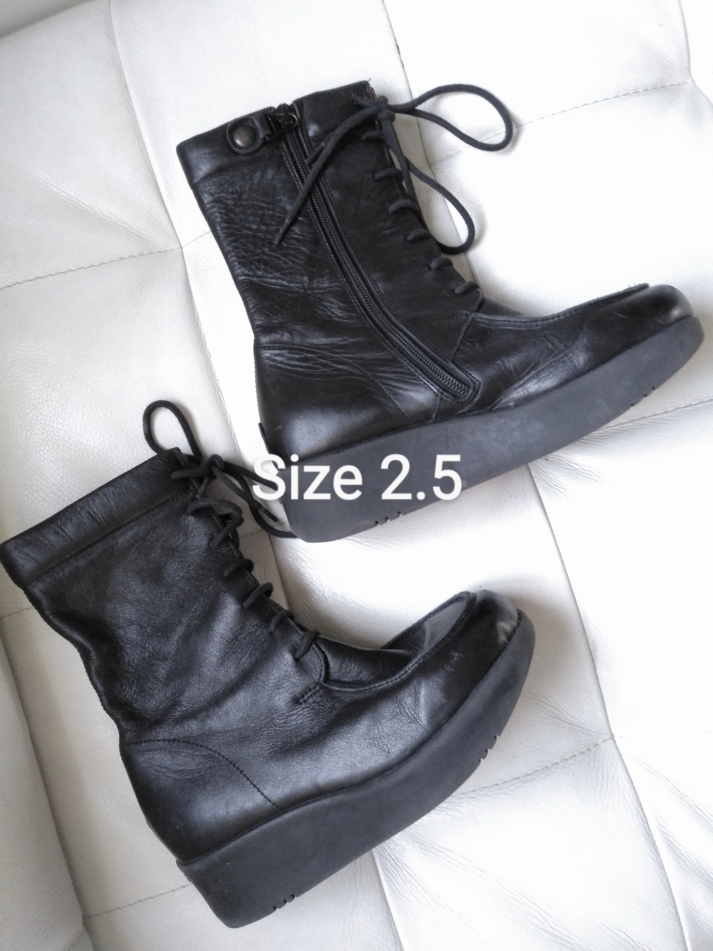 Girls Black Lace-Up Platform Boots